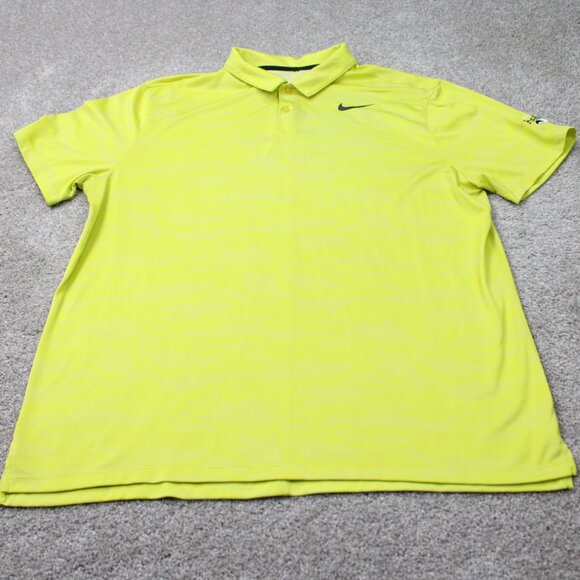 Nike Golf Polo Mens XL Yellow Icon Jacquard Camo Standard Fit Dri-Fit S/S - Picture 3 of 15